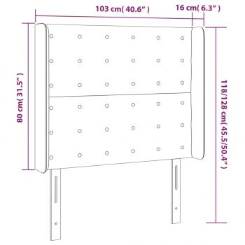 LED Kopfteil Taupe 103x16x118/128 cm Stoff