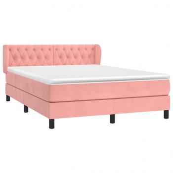 Boxspringbett mit Matratze Rosa 140x200 cm Samt