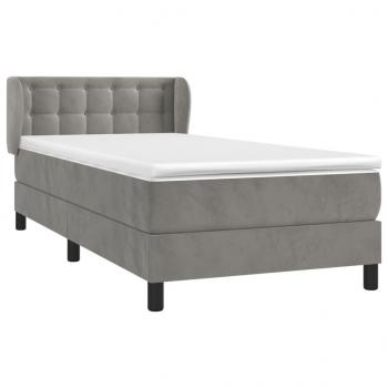 Boxspringbett mit Matratze Hellgrau 100x200 cm Samt