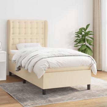 ARDEBO.de - Boxspringbett mit Matratze Creme 90x200 cm Stoff