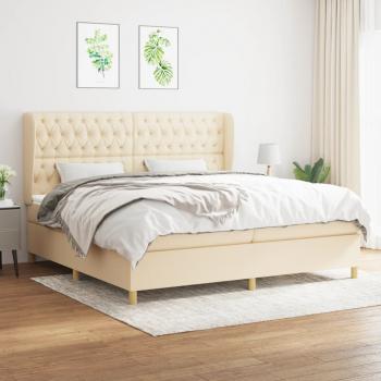 ARDEBO.de - Boxspringbett mit Matratze Creme 200x200 cm Stoff