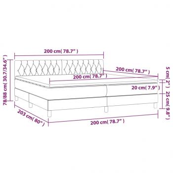 Boxspringbett mit Matratze & LED Creme 200x200 cm Stoff