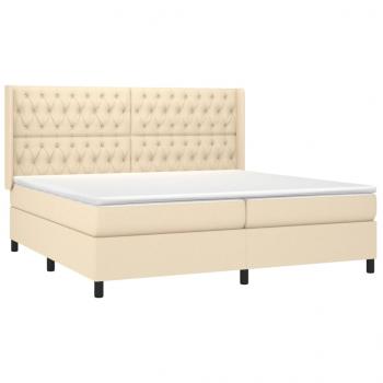 Boxspringbett mit Matratze Creme 200x200 cm Stoff