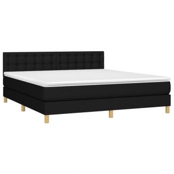 Boxspringbett mit Matratze & LED Schwarz 160x200 cm Stoff