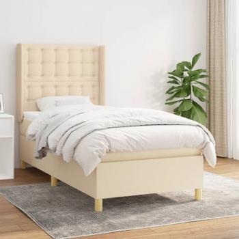 ARDEBO.de - Boxspringbett mit Matratze Creme 90x200 cm Stoff