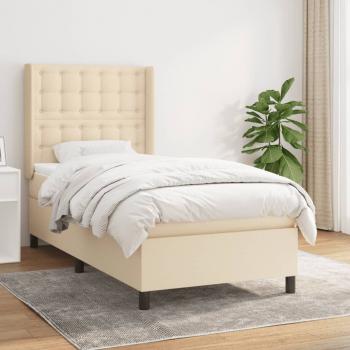 ARDEBO.de - Boxspringbett mit Matratze Creme 90x190 cm Stoff