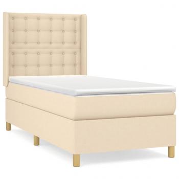 Boxspringbett mit Matratze Creme 90x190 cm Stoff