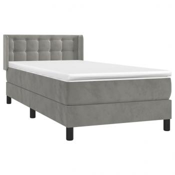 Boxspringbett mit Matratze Hellgrau 100x200 cm Samt