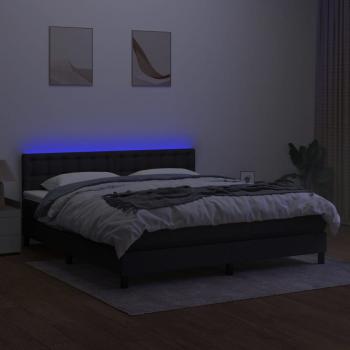 Boxspringbett mit Matratze & LED Schwarz 160x200 cm Stoff