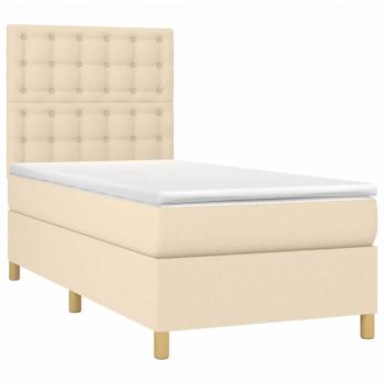 Boxspringbett mit Matratze & LED Creme 90x190 cm Stoff