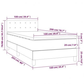 Boxspringbett mit Matratze & LED Hellgrau 100x200 cm Samt