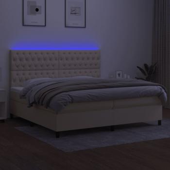 Boxspringbett mit Matratze & LED Creme 200x200 cm Stoff