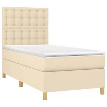 Boxspringbett mit Matratze & LED Creme 90x200 cm Stoff