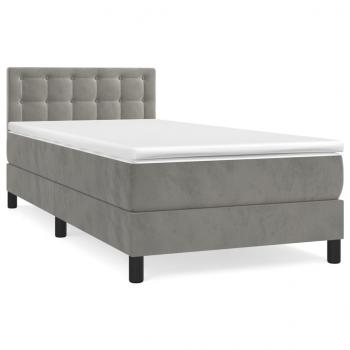 Boxspringbett mit Matratze Hellgrau 100x200 cm Samt