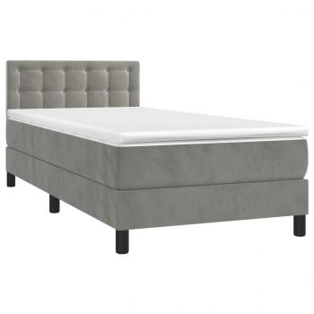 Boxspringbett mit Matratze Hellgrau 100x200 cm Samt