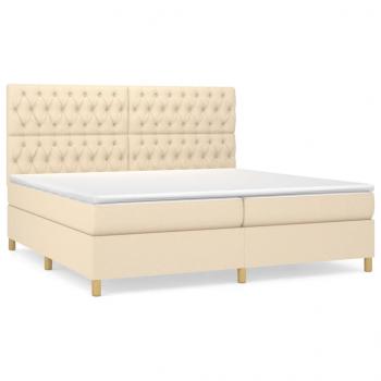 Boxspringbett mit Matratze Creme 200x200 cm Stoff