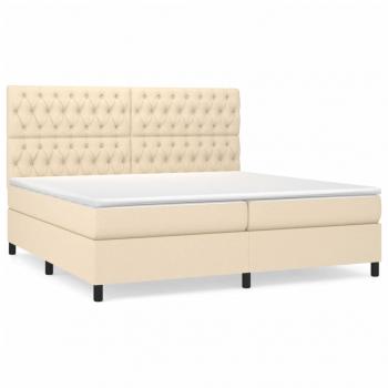 Boxspringbett mit Matratze Creme 200x200 cm Stoff