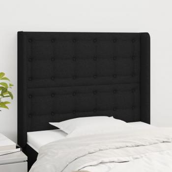 ARDEBO.de - Kopfteil mit Ohren Schwarz 83x16x118/128 cm Stoff