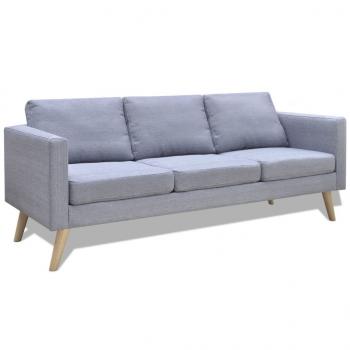 ARDEBO.de - Sofa 3-Sitzer Stoff Hellgrau