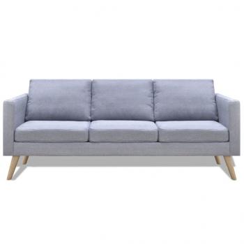 Sofa 3-Sitzer Stoff Hellgrau 