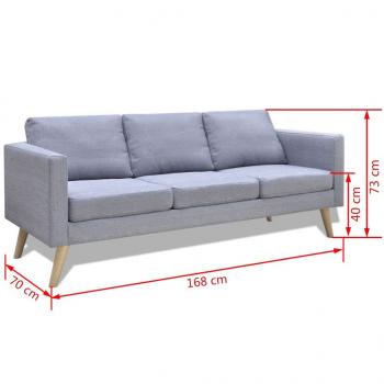 Sofa 3-Sitzer Stoff Hellgrau 