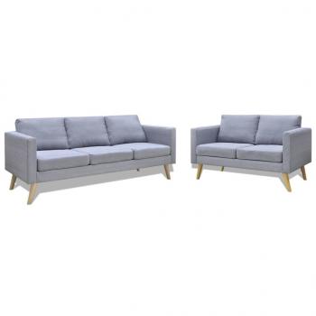 ARDEBO.de - Sofa Set 2-Sitzer und 3-Sitzer Stoff Hellgrau 