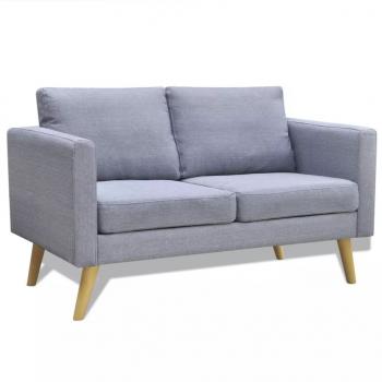 Sofa Set 2-Sitzer und 3-Sitzer Stoff Hellgrau 