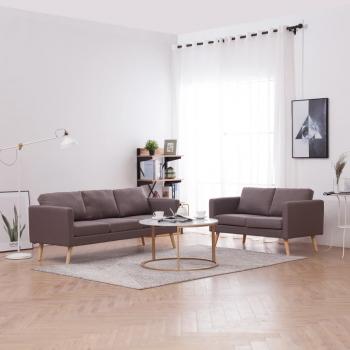 ARDEBO.de - 2-tlg. Sofagarnitur Stoff Taupe