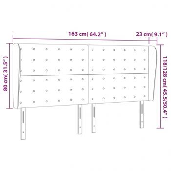 Kopfteil mit Ohren Hellgrau 163x23x118/128 cm Stoff