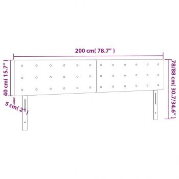 LED Kopfteil Hellgrau 200x5x78/88 cm Stoff