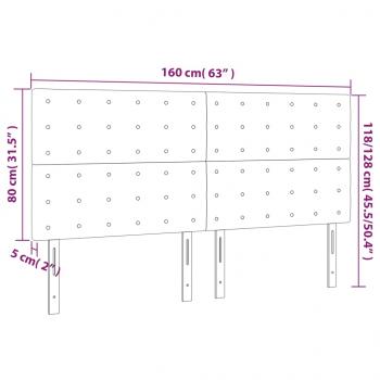 LED Kopfteil Hellgrau 160x5x118/128 cm Stoff