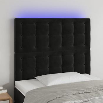 ARDEBO.de - LED Kopfteil Schwarz 90x5x118/128 cm Samt