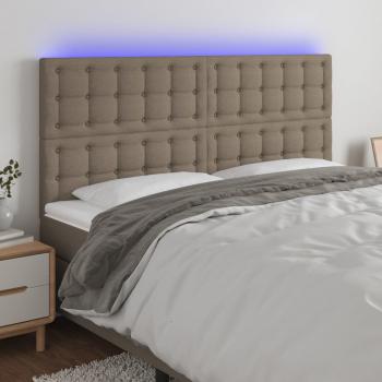 ARDEBO.de - LED Kopfteil Taupe 180x5x118/128 cm Stoff