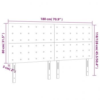 LED Kopfteil Rosa 180x5x118/128 cm Samt