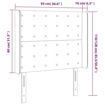 LED Kopfteil Taupe 93x16x118/128 cm Stoff