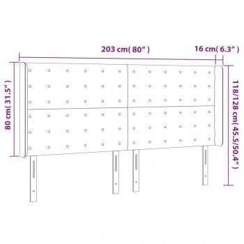 LED Kopfteil Dunkelbraun 203x16x118/128 cm Stoff