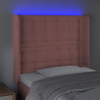 LED Kopfteil Rosa 93x16x118/128 cm Samt