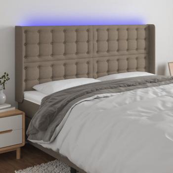 ARDEBO.de - LED Kopfteil Taupe 183x16x118/128 cm Stoff