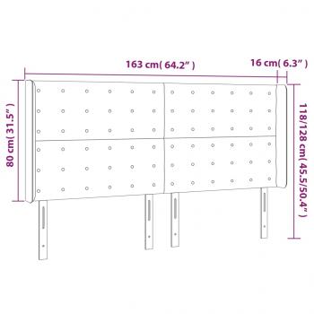 LED Kopfteil Dunkelgrau 163x16x118/128 cm Stoff