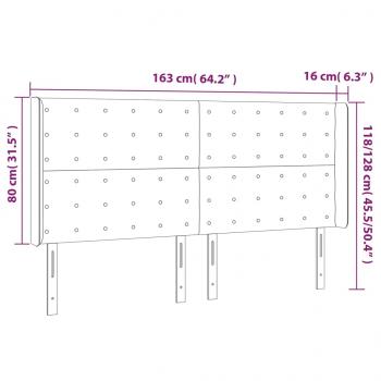 LED Kopfteil Hellgrau 163x16x118/128 cm Stoff