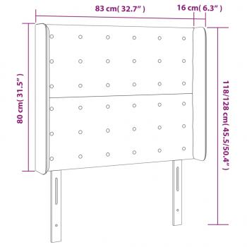 LED Kopfteil Taupe 83x16x118/128 cm Stoff