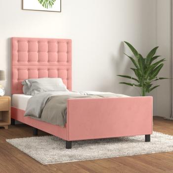 ARDEBO.de - Bettgestell mit Kopfteil Rosa 90x190 cm Samt