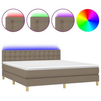 Boxspringbett mit Matratze & LED Taupe 180x200 cm Stoff