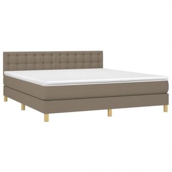 Boxspringbett mit Matratze & LED Taupe 180x200 cm Stoff