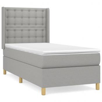 Boxspringbett mit Matratze Hellgrau 80x200 cm Stoff