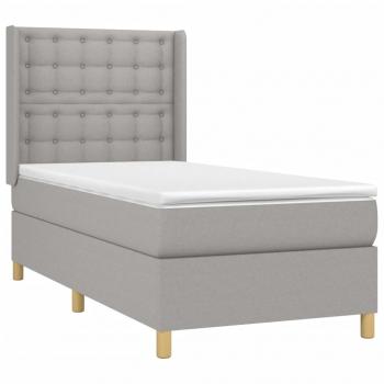 Boxspringbett mit Matratze Hellgrau 100x200 cm Stoff