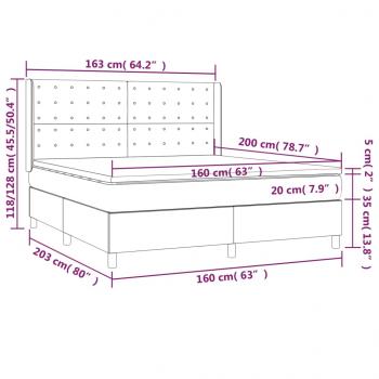 Boxspringbett mit Matratze Dunkelgrau 160x200 cm Stoff