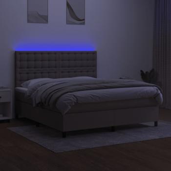 Boxspringbett mit Matratze & LED Taupe 180x200 cm Stoff