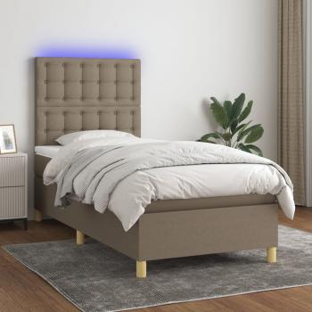 ARDEBO.de - Boxspringbett mit Matratze & LED Taupe 80x200 cm Stoff