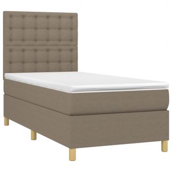 Boxspringbett mit Matratze & LED Taupe 80x200 cm Stoff